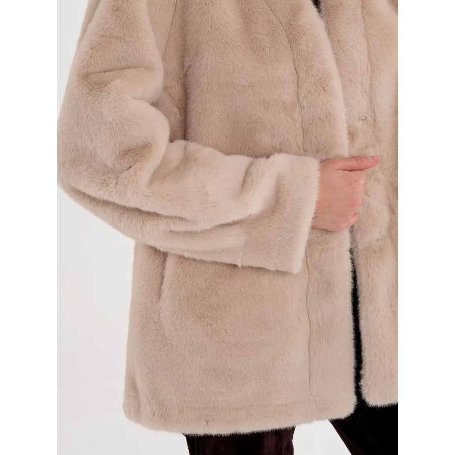 Faux Fur Open-Front Outerwear Apparel and Accessories