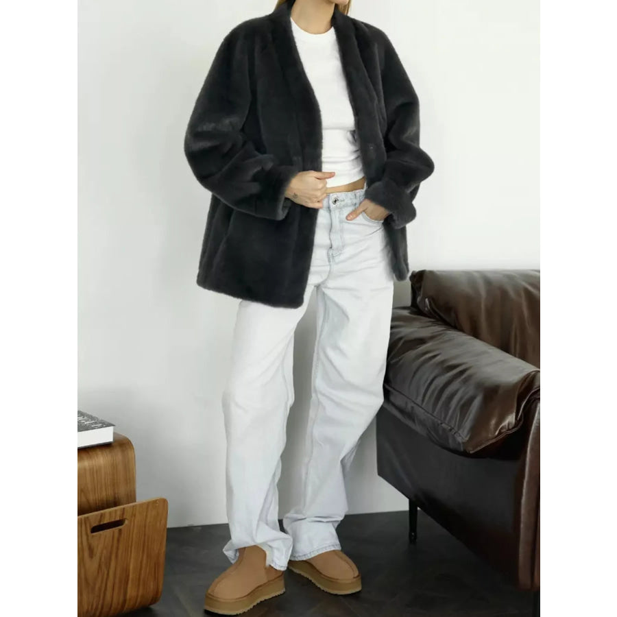 Faux Fur Open-Front Outerwear Apparel and Accessories