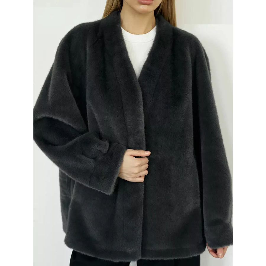 Faux Fur Open-Front Outerwear Apparel and Accessories