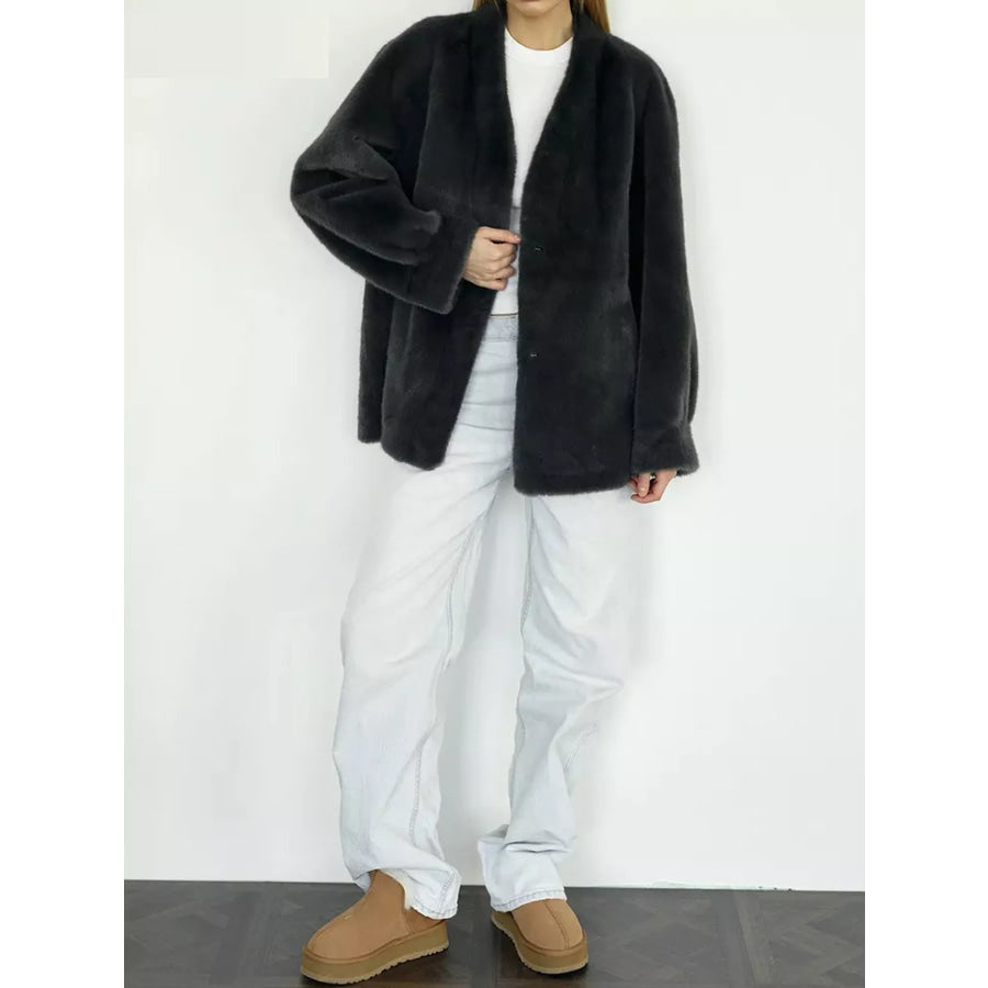 Faux Fur Open-Front Outerwear Apparel and Accessories