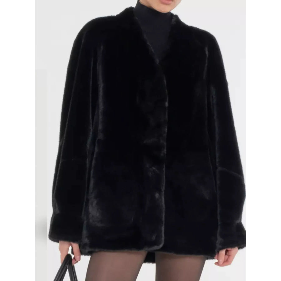 Faux Fur Open-Front Outerwear Apparel and Accessories