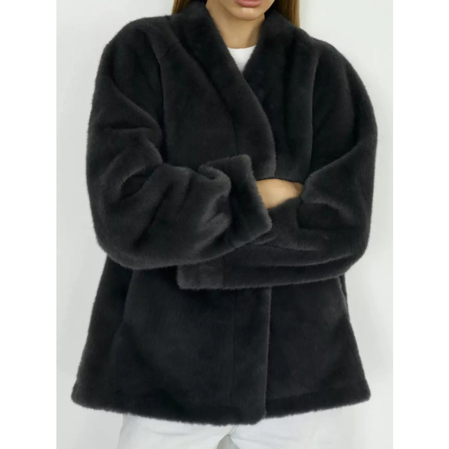 Faux Fur Open-Front Outerwear Apparel and Accessories