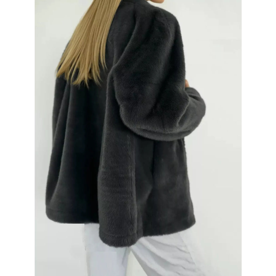 Faux Fur Open-Front Outerwear Apparel and Accessories