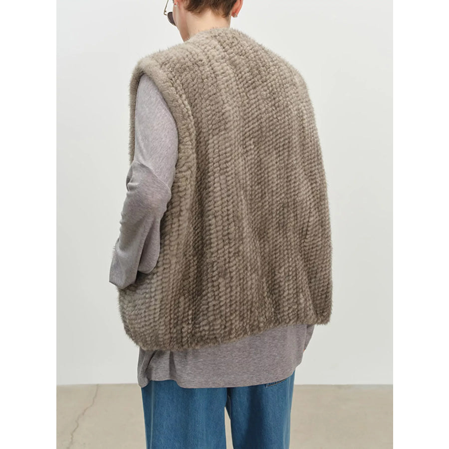Faux Fur Open Front Vest Coat Apparel and Accessories