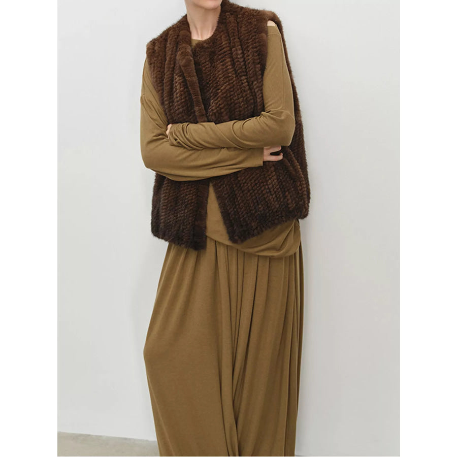 Faux Fur Open Front Vest Coat Apparel and Accessories