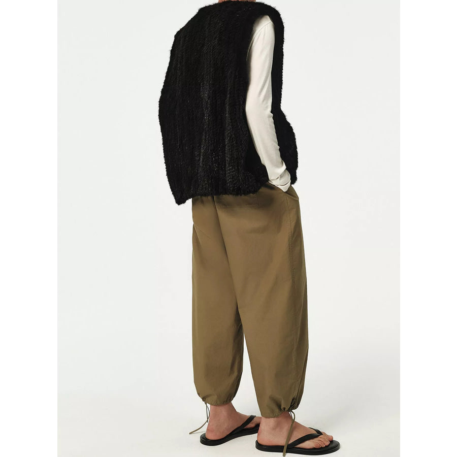 Faux Fur Open Front Vest Coat Apparel and Accessories