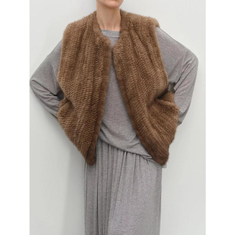 Faux Fur Open Front Vest Coat Pasitiao-Original / S Apparel and Accessories