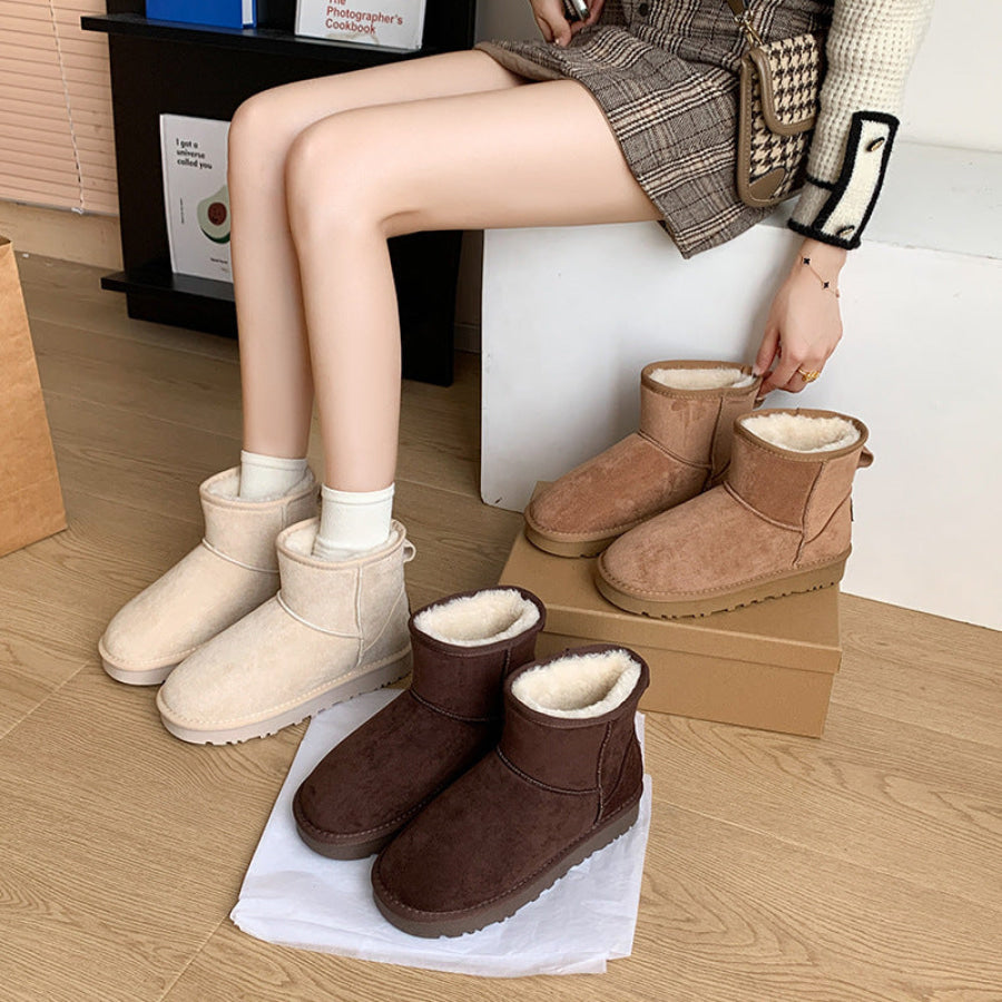 Faux Fur Round Toe Platform Boots Apparel and Accessories