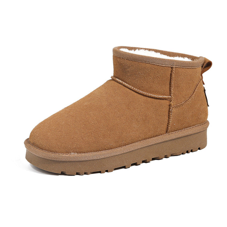 Faux Fur Round Toe Platform Boots Apparel and Accessories