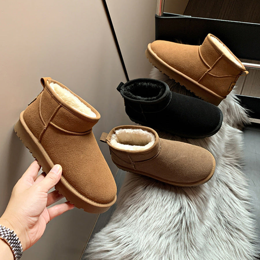 Faux Fur Round Toe Platform Boots Apparel and Accessories