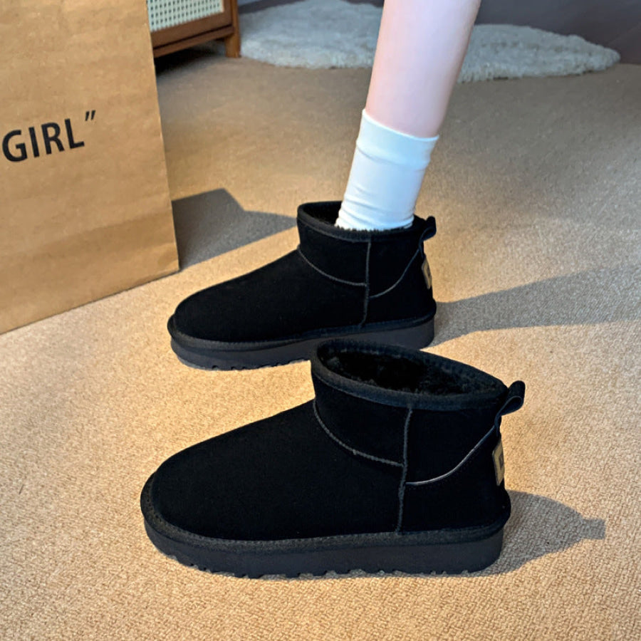 Faux Fur Round Toe Platform Boots Black / 35(US4) Apparel and Accessories