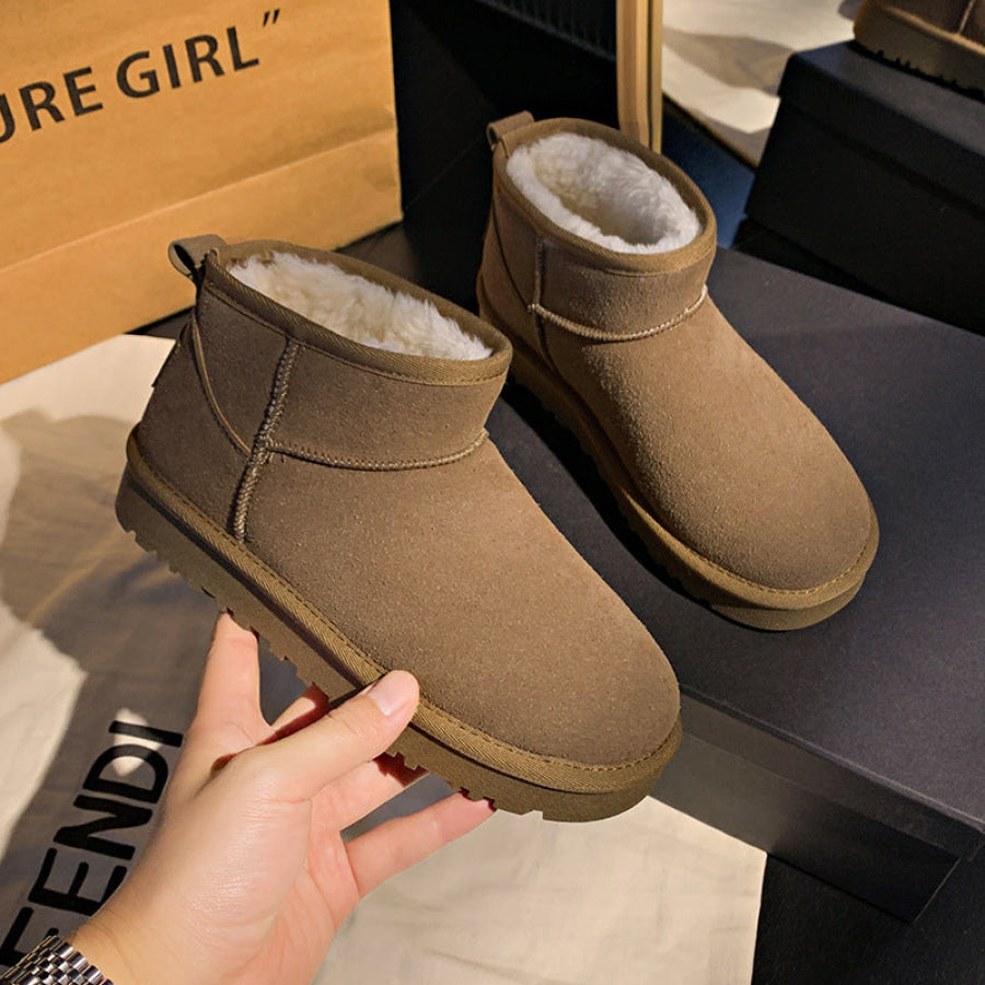 Faux Fur Round Toe Platform Boots Apparel and Accessories