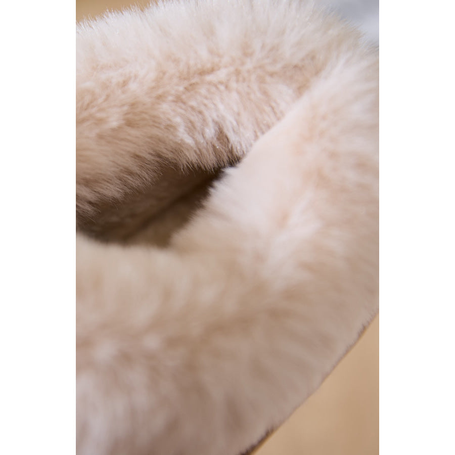 Faux Fur Round Toe Platform Slippers Apparel and Accessories