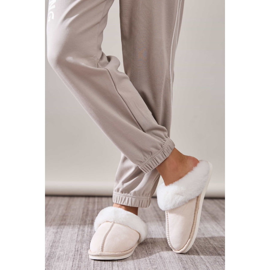 Faux Fur Round Toe Slippers Apparel and Accessories