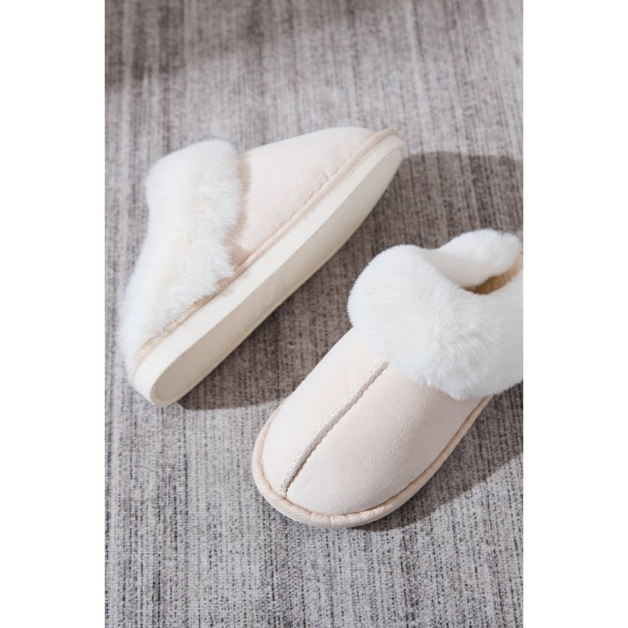 Faux Fur Round Toe Slippers Apparel and Accessories