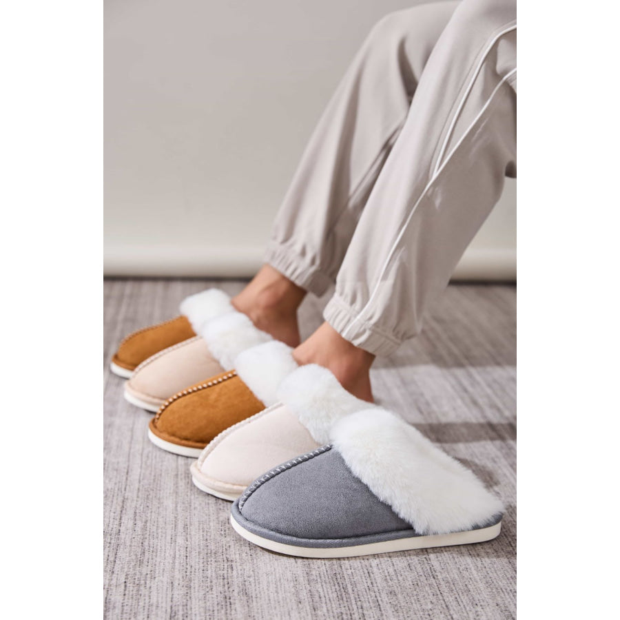 Faux Fur Round Toe Slippers Apparel and Accessories