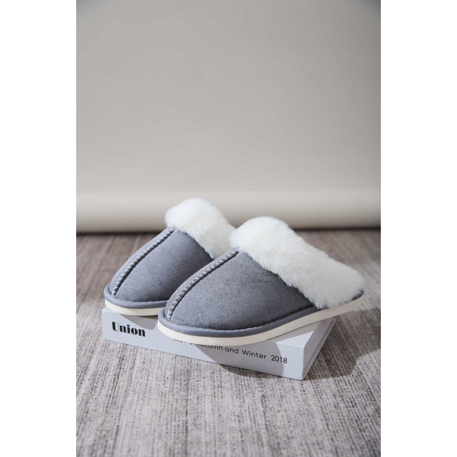 Faux Fur Round Toe Slippers Apparel and Accessories