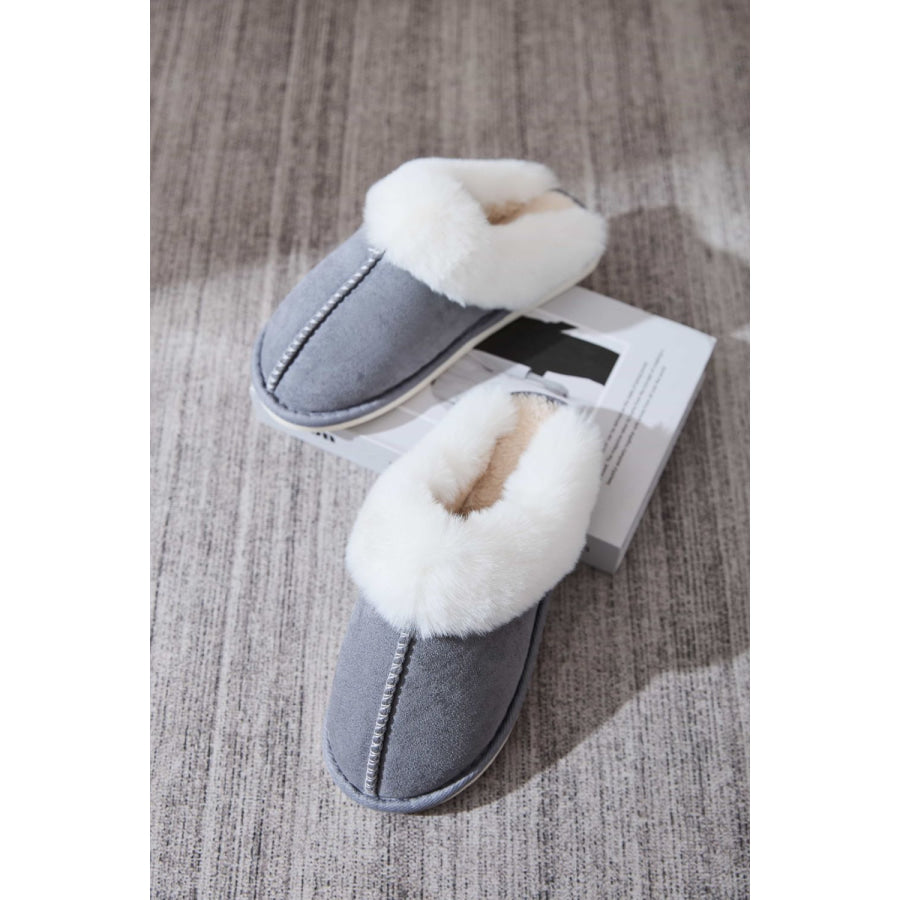 Faux Fur Round Toe Slippers Apparel and Accessories