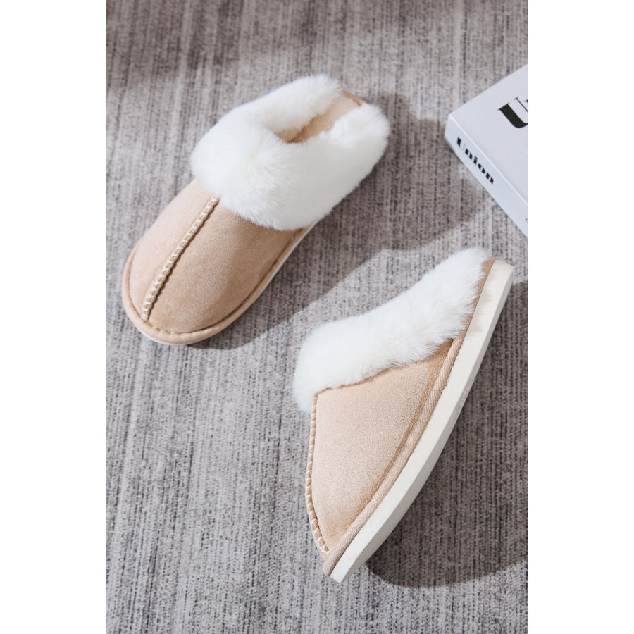 Faux Fur Round Toe Slippers Apparel and Accessories