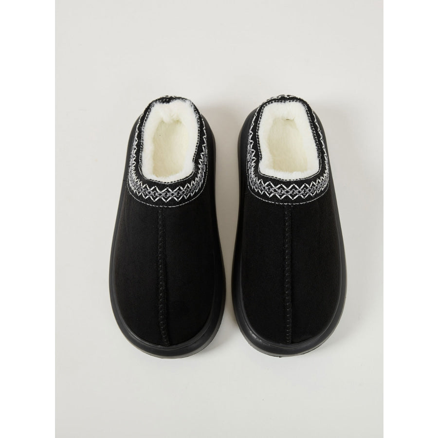 Faux Fur Suede Platform Slippers Apparel and Accessories