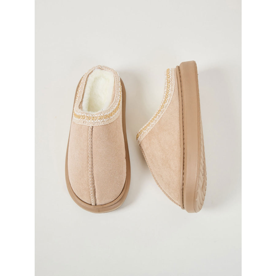 Faux Fur Suede Platform Slippers Apparel and Accessories