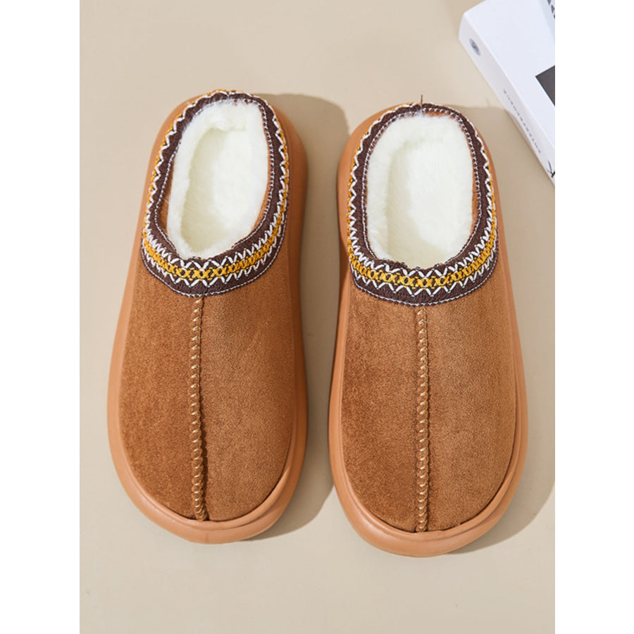 Faux Fur Suede Platform Slippers Apparel and Accessories