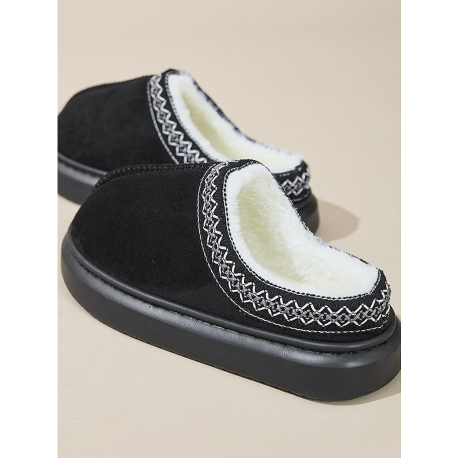 Faux Fur Suede Platform Slippers Apparel and Accessories