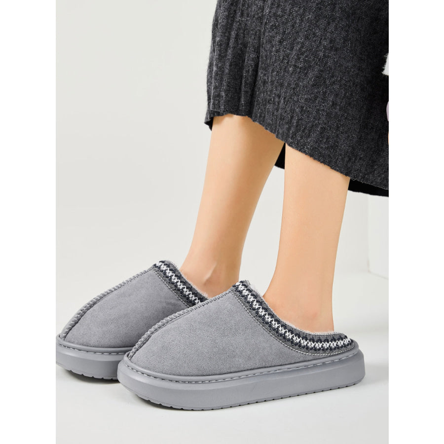 Faux Fur Suede Platform Slippers Apparel and Accessories