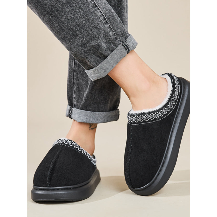 Faux Fur Suede Platform Slippers Apparel and Accessories