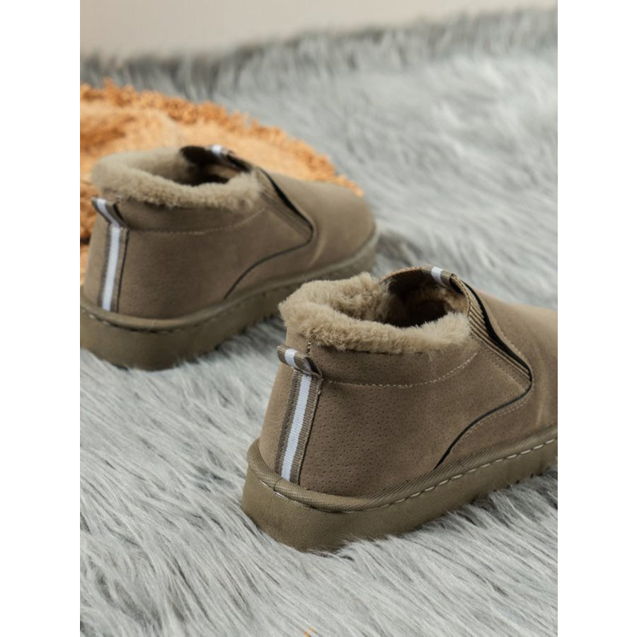 Faux Fur Suede Round Toe Booties Apparel and Accessories