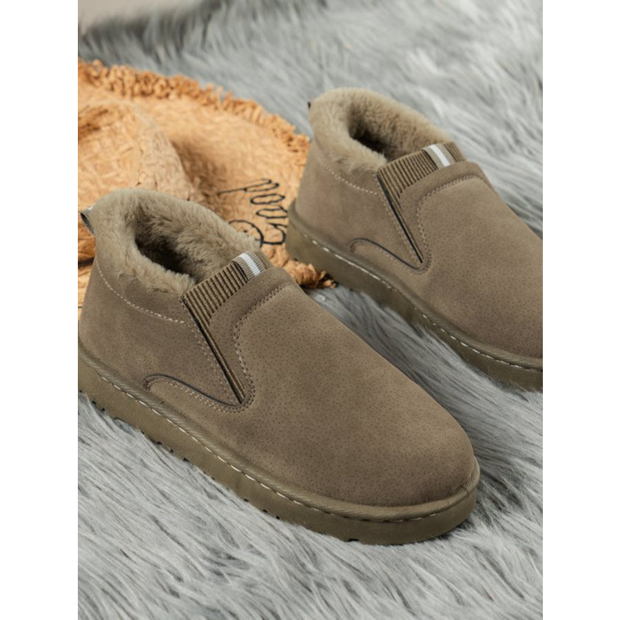 Faux Fur Suede Round Toe Booties Apparel and Accessories