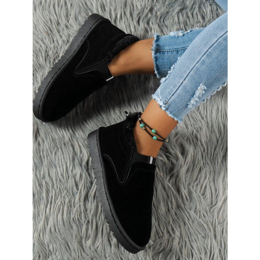 Faux Fur Suede Round Toe Booties Apparel and Accessories