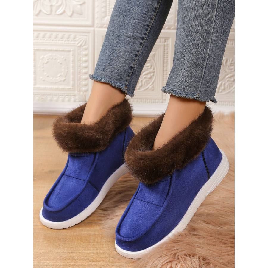 Faux Fur Suede Round Toe Sneakers Apparel and Accessories