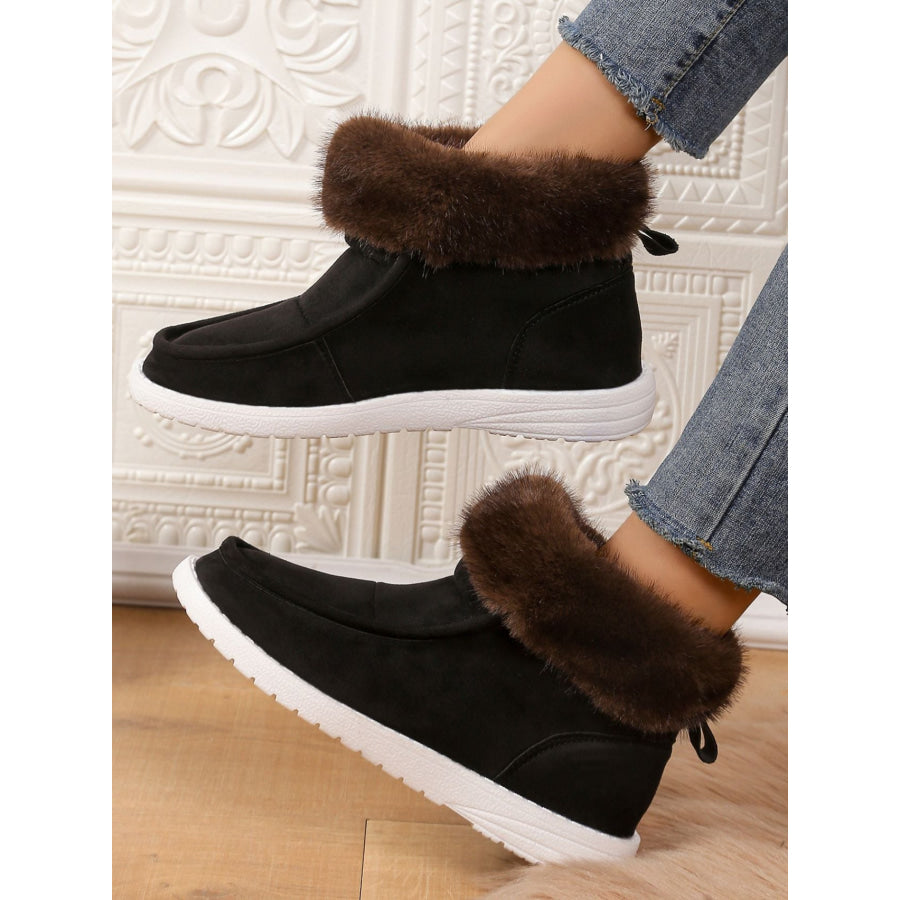 Faux Fur Suede Round Toe Sneakers Apparel and Accessories