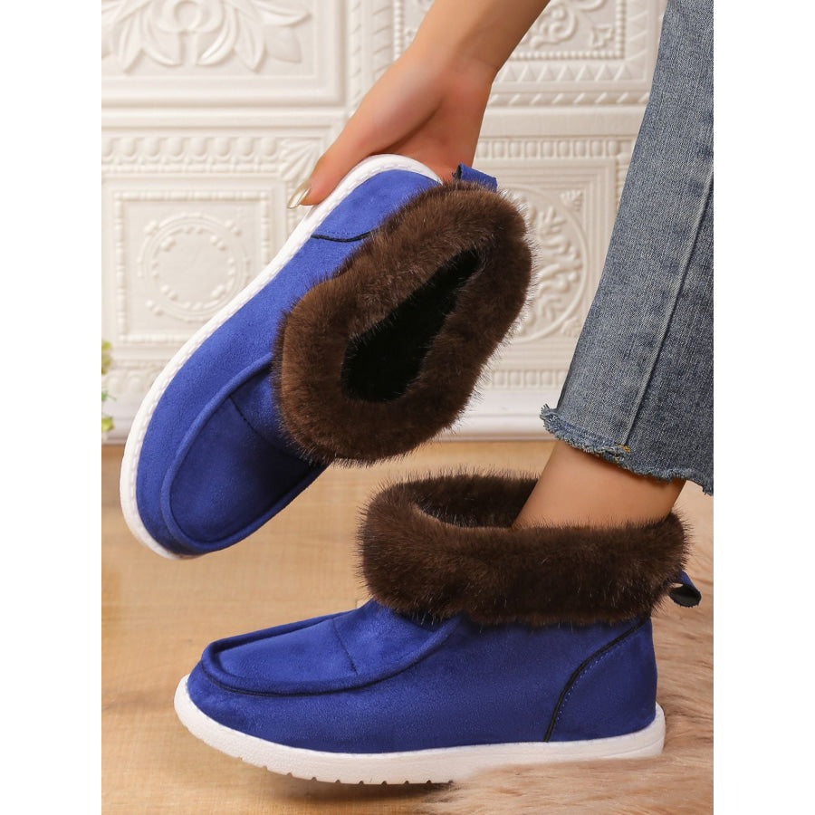 Faux Fur Suede Round Toe Sneakers Apparel and Accessories