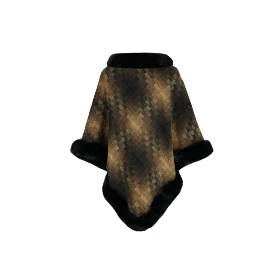 Faux Fur Trim Poncho