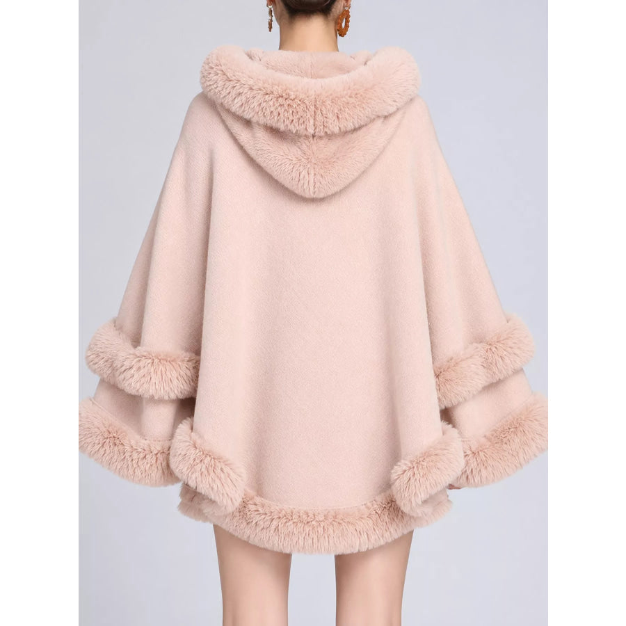 Faux Fur Trimmed Hooded Cape Apparel and Accessories