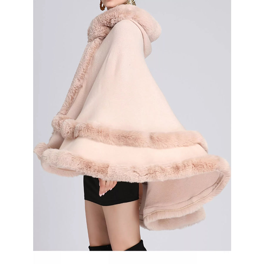 Faux Fur Trimmed Hooded Cape Apparel and Accessories