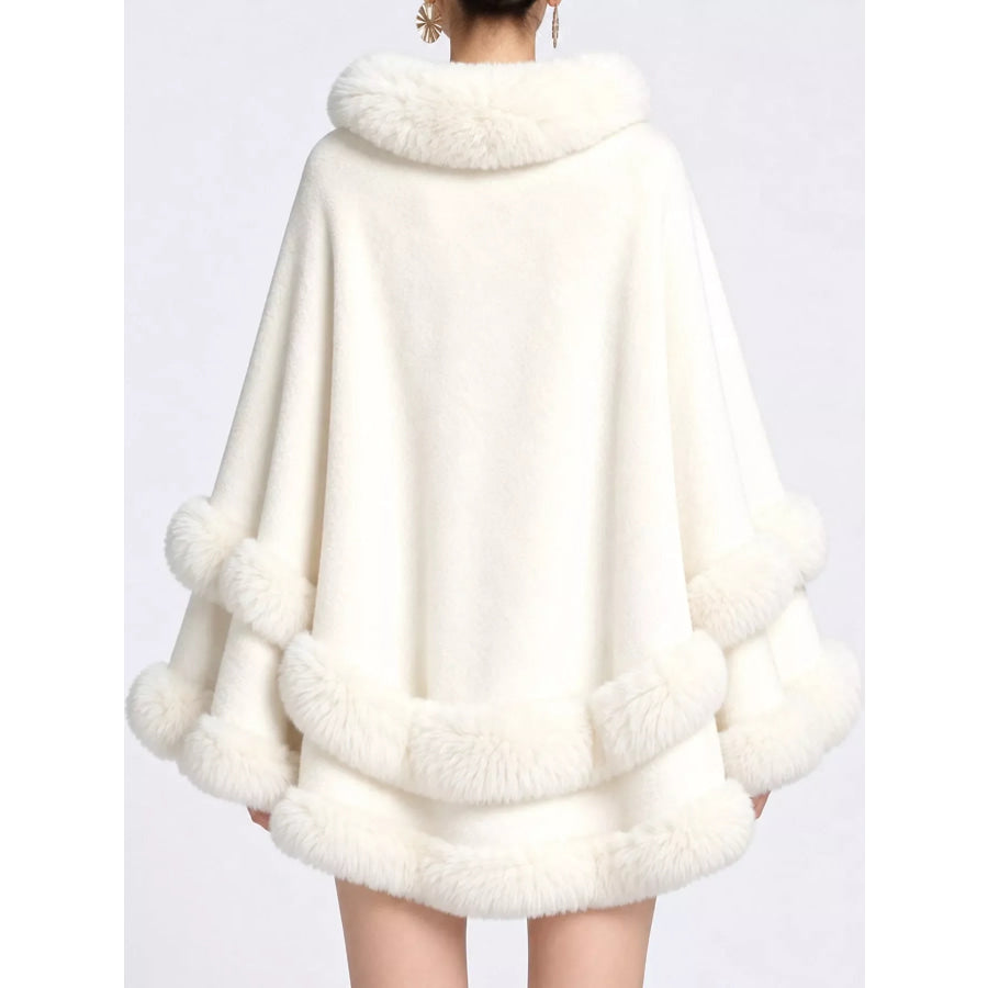 Faux Fur Trimmed Hooded Cape Apparel and Accessories