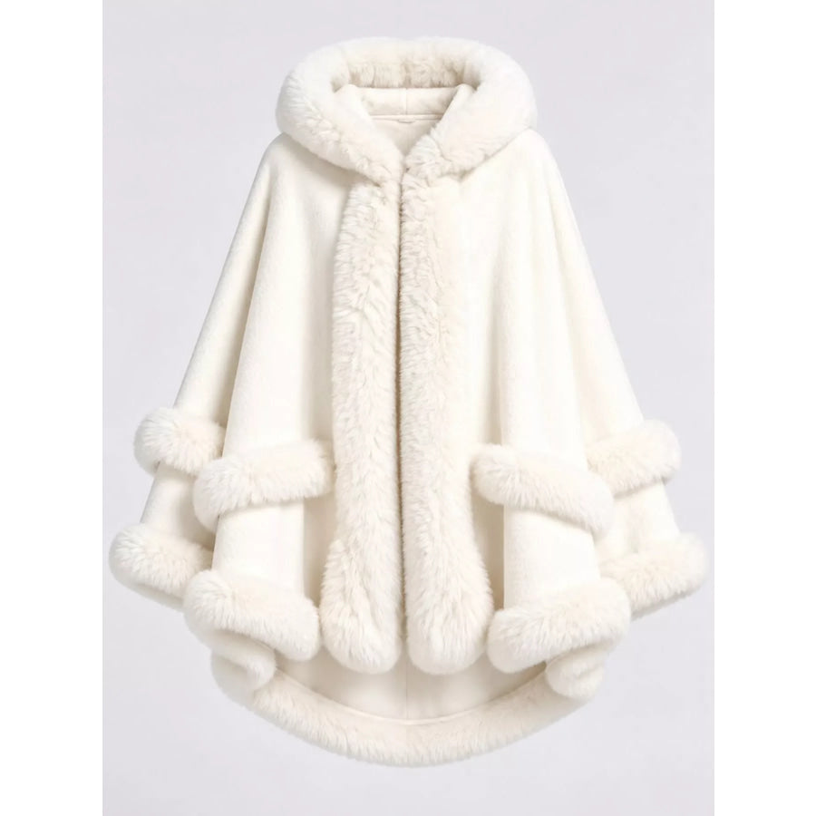 Faux Fur Trimmed Hooded Cape Apparel and Accessories
