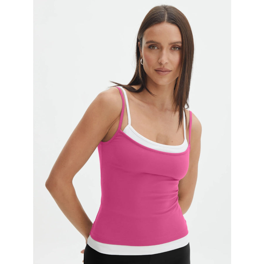 Faux Layered Square Neck Cropped Cami Apparel and Accessories