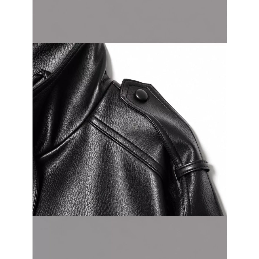 Faux Leather Cropped Bomber Jacket Apparel and Accessories
