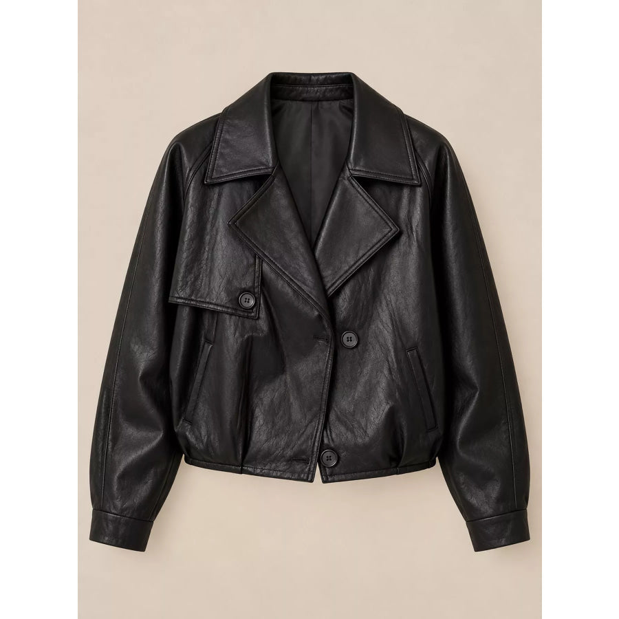 Faux Leather Cropped Jacket Apparel and Accessories