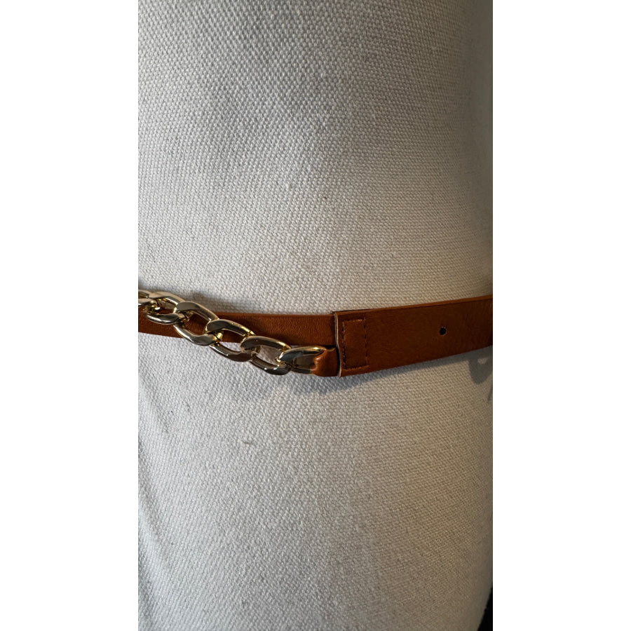 Faux Leather Gold Buckle and Chain Belts - Assorted Colours Belt