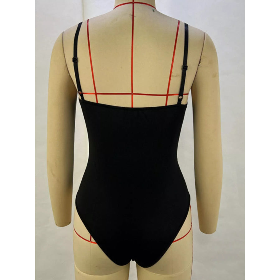 Faux Leather Sleeveless Bodysuit Apparel and Accessories