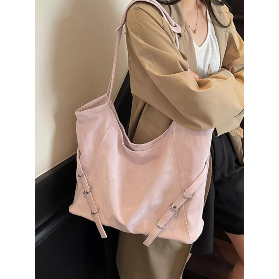 Faux Leather Tote Bag Pink / ONESIZE Apparel and Accessories