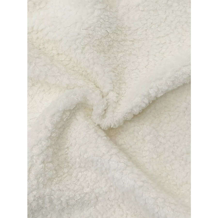 Faux Shearling Contrast Trim Button-Down Outerwear Apparel and Accessories