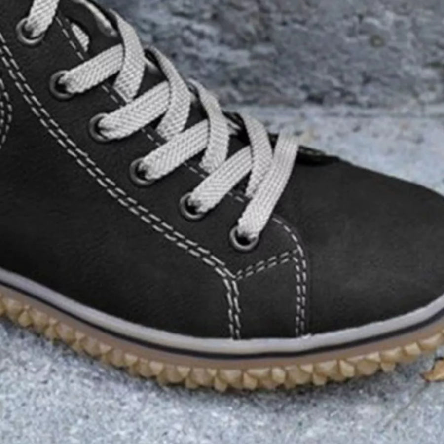 Faux Suede Lace-Up Ankle Boots with Warm Fleece Lining Apparel and Accessories
