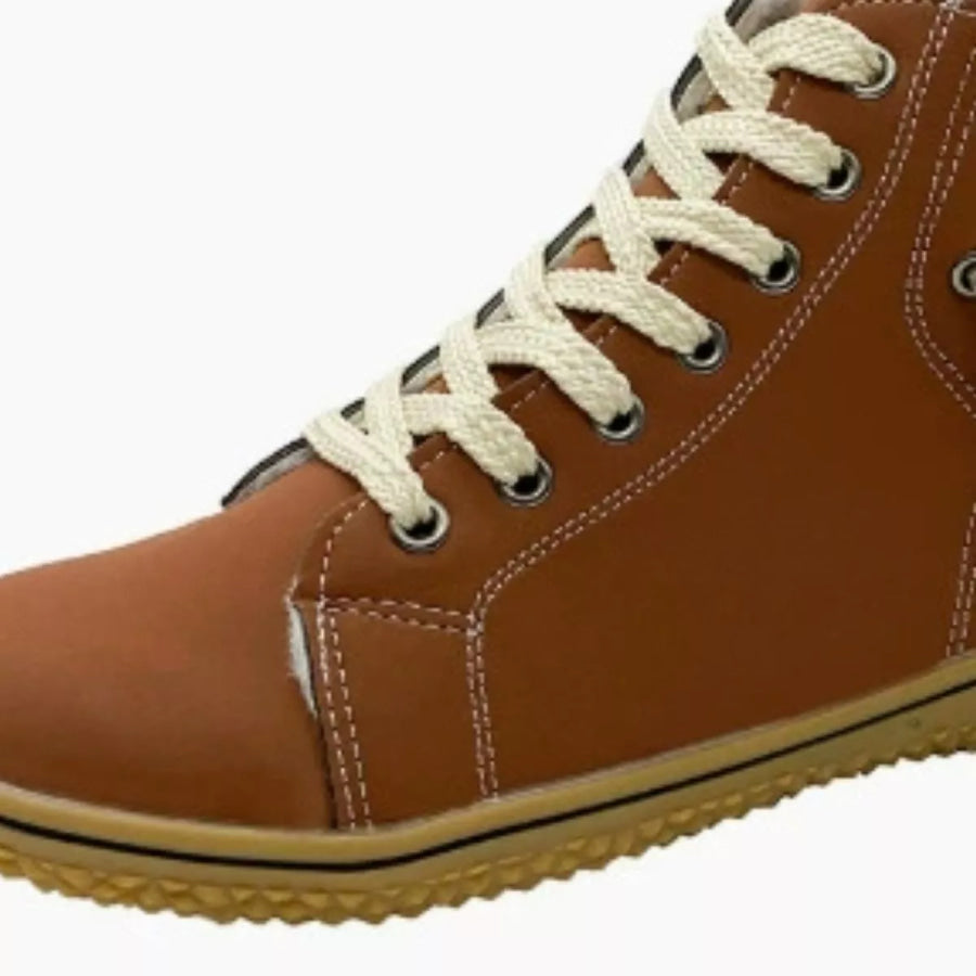 Faux Suede Lace-Up Ankle Boots with Warm Fleece Lining Apparel and Accessories