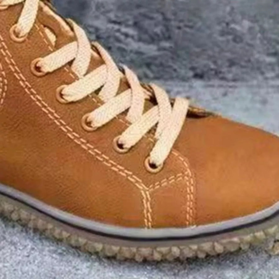 Faux Suede Lace-Up Ankle Boots with Warm Fleece Lining Apparel and Accessories